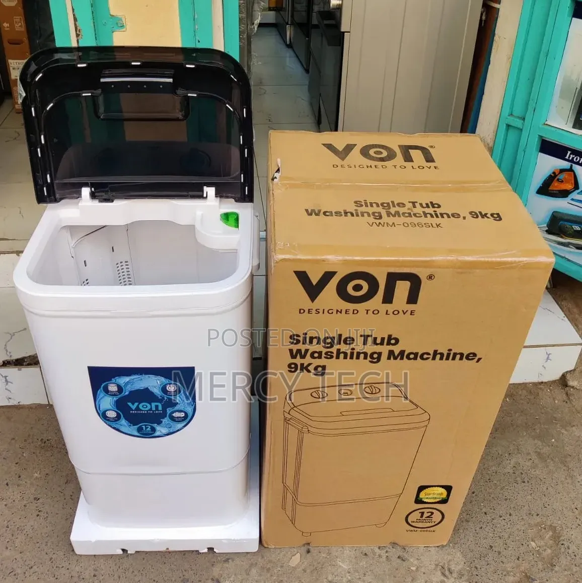 Von Washing Machine 9kg Single Tub