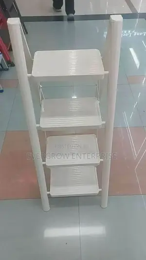 White 4 Steps Metallic Step Ladder