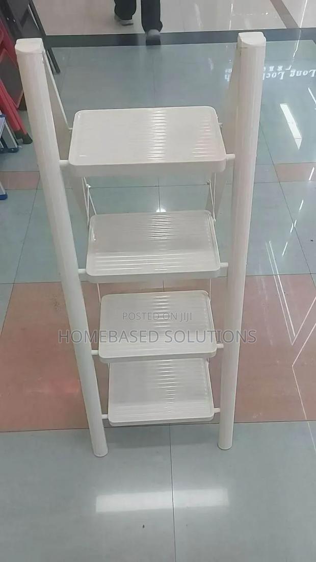 White 4 Steps Metallic Step Ladder
