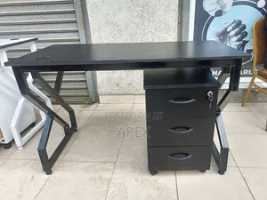 Black Office Desk and Black Pedestal