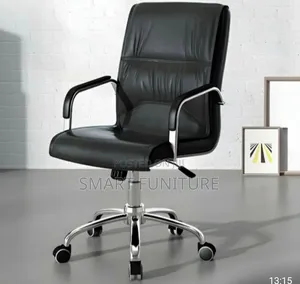 Pure Leather Office Chairs With Fixed Amrest