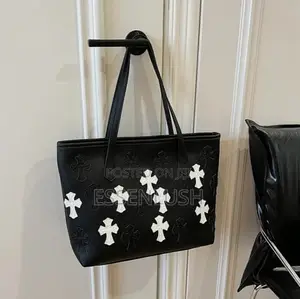 Chrome Hearts Cross Leather Tote Bag / Unisex Luxury Shoulder Bag