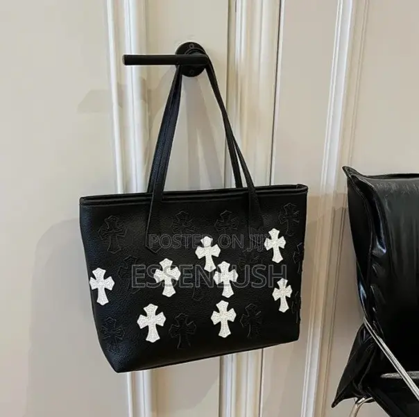 Chrome Hearts Cross Leather Tote Bag / Unisex Luxury Shoulder Bag