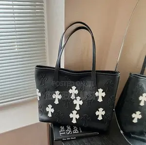 Chrome Hearts Cross Leather Tote Bag / Unisex Luxury Shoulder Bag