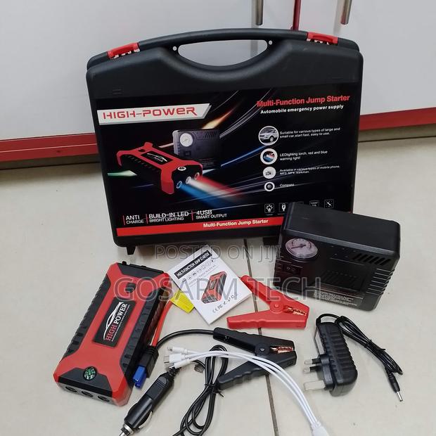 Emergency LED Light Power Bank Car Jump Starter Kit With Compressor