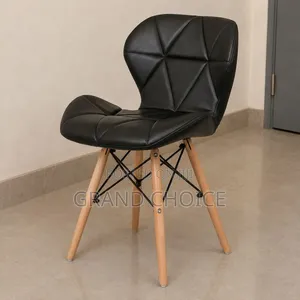 Stylish Padded Leather Chair With Wooden Legs