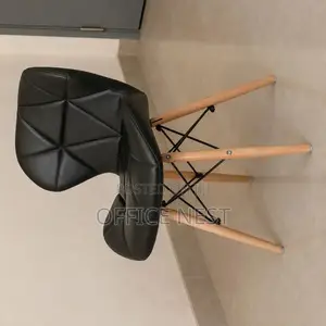 Stylish Padded Leather Chair With Wooden Legs