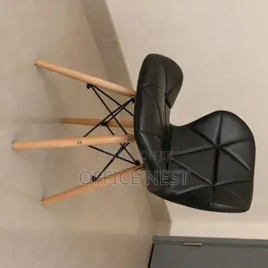 Stylish Padded Leather Chair With Wooden Legs