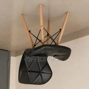 Stylish Padded Leather Chair With Wooden Legs