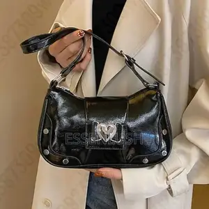 Trendy Y2K Heart Buckle Shoulder Bag - Studded Handbag