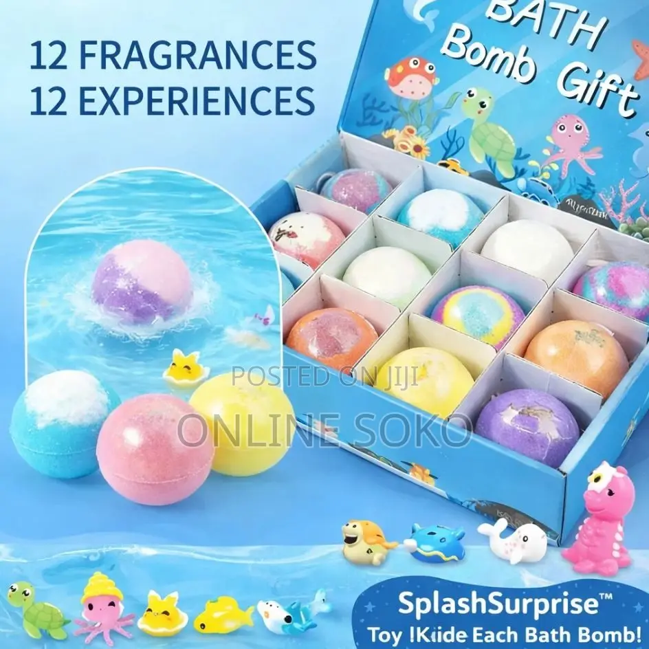 12-Pack Kids Bath Bomb Gift Set With Hidden Sea Animal Toys,