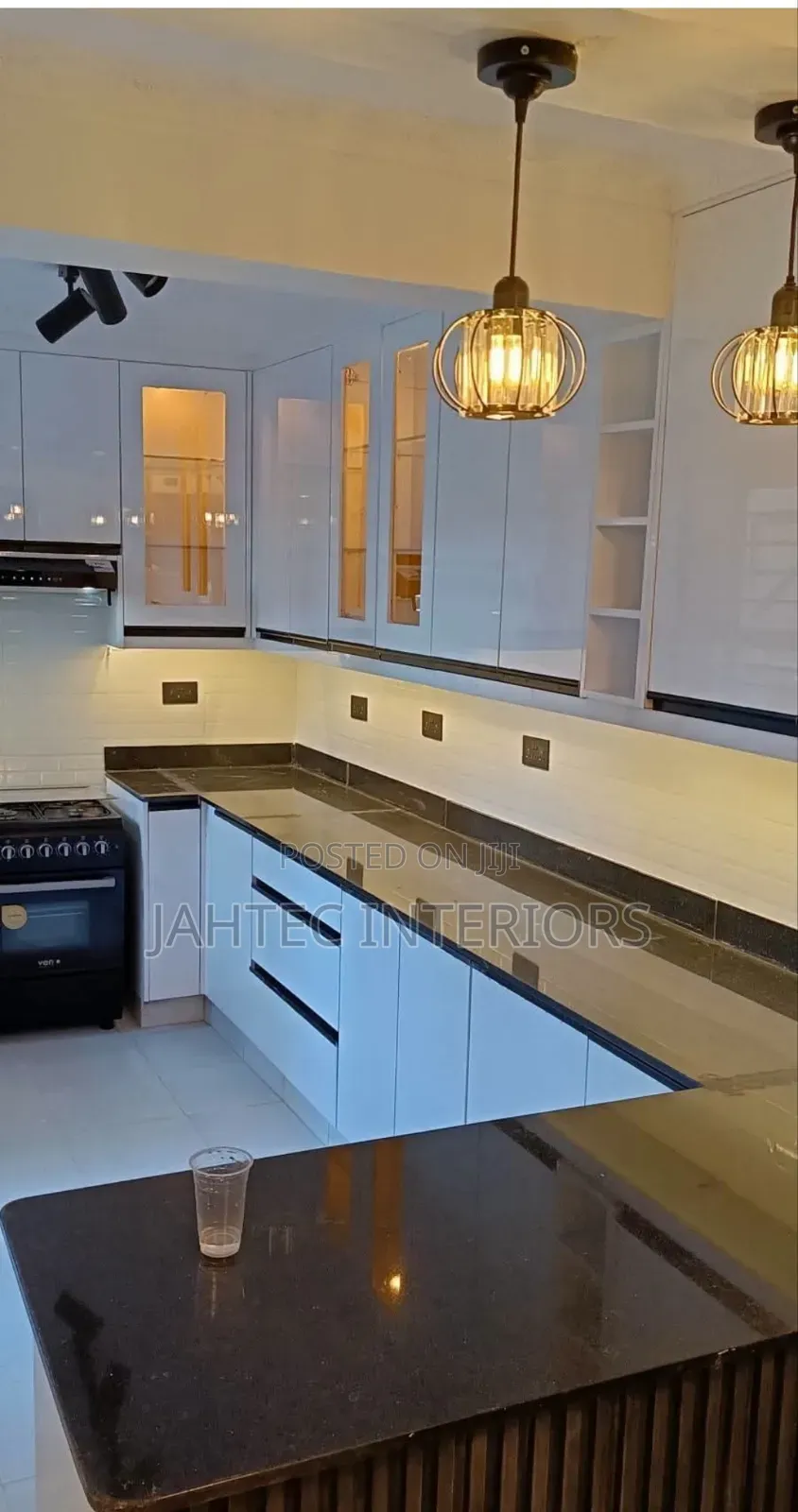 White and Black Kitchen Cabinet  Fitting  Near Me