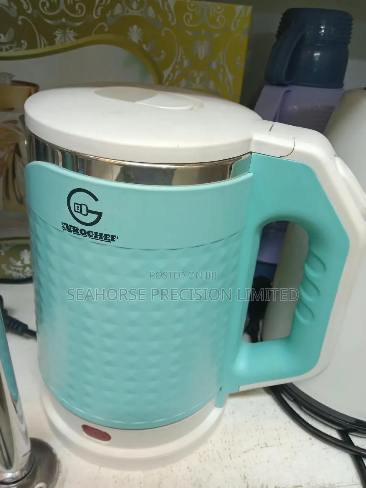 Electric Kettle – Stylish Turquoise & White Design