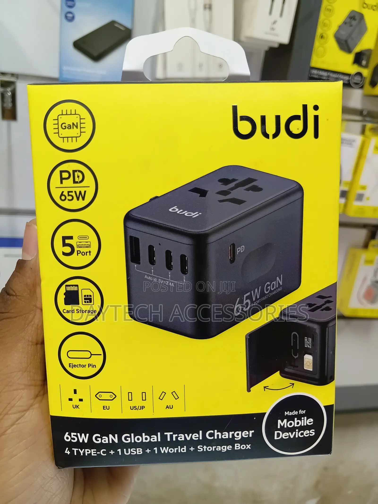 BUDI 65W GaN Global Travel Charger - Black