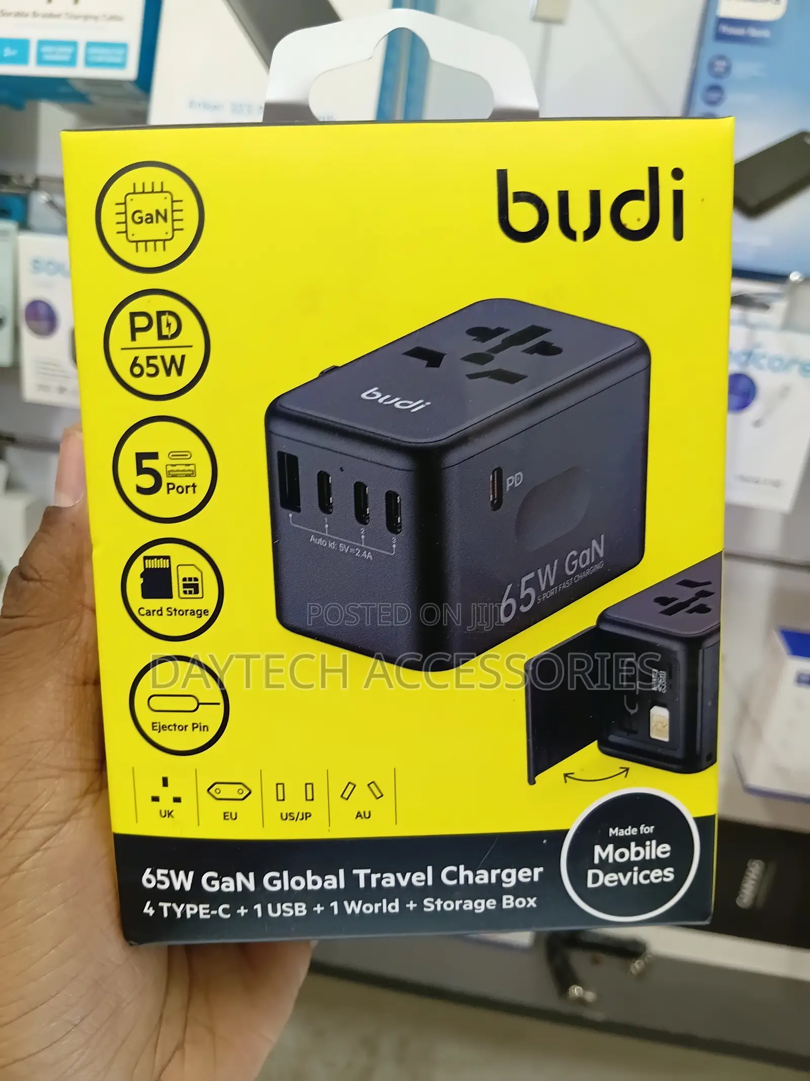 BUDI 65W GaN Global Travel Charger - Black