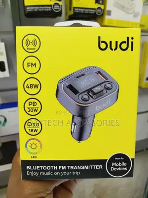 Budi 48W Bluetooth FM Car Transmitter 3-in-1 Device Car Socket