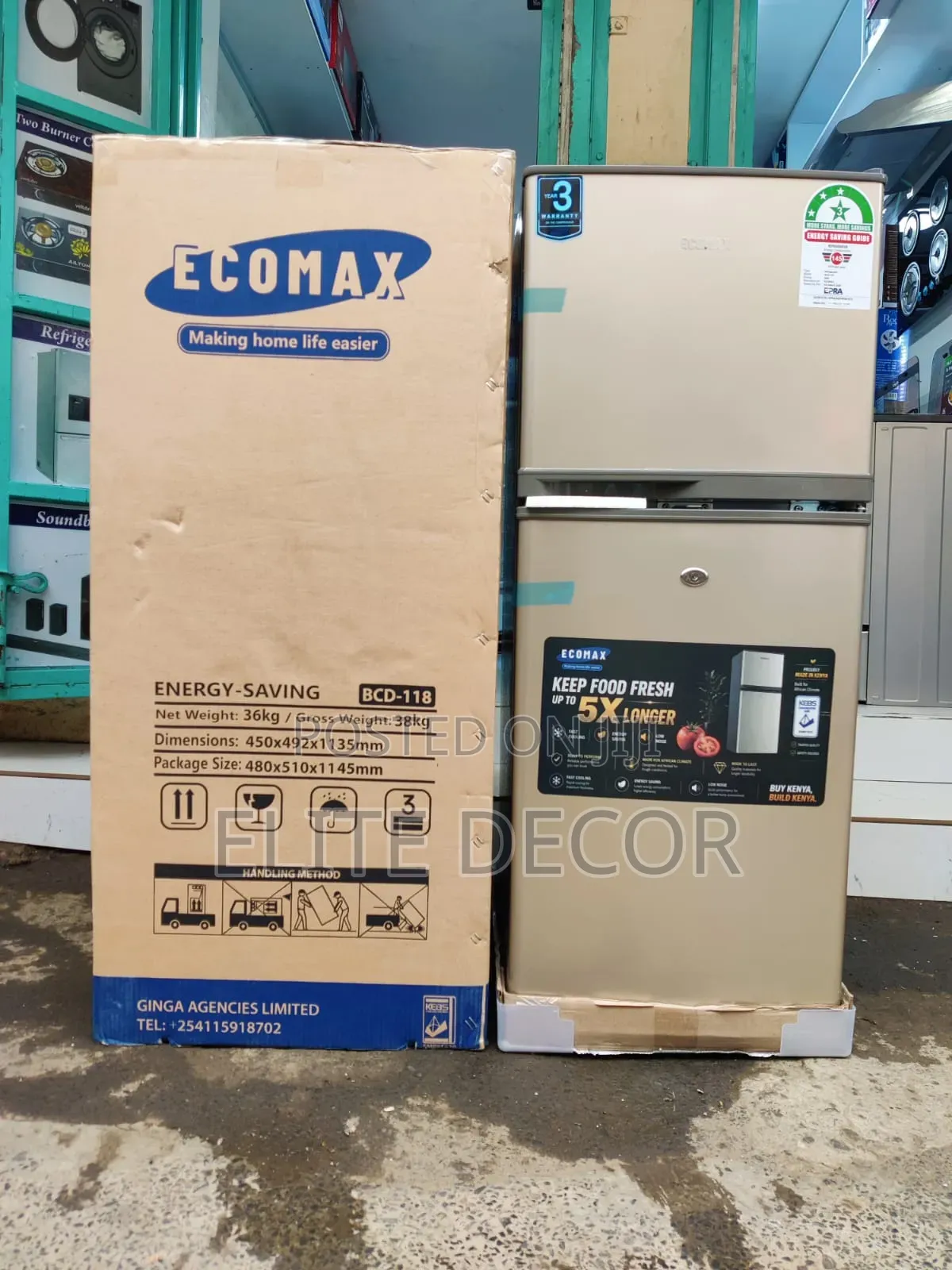 Ecomax 118L 3-Star Refrigerator – Energy Efficient