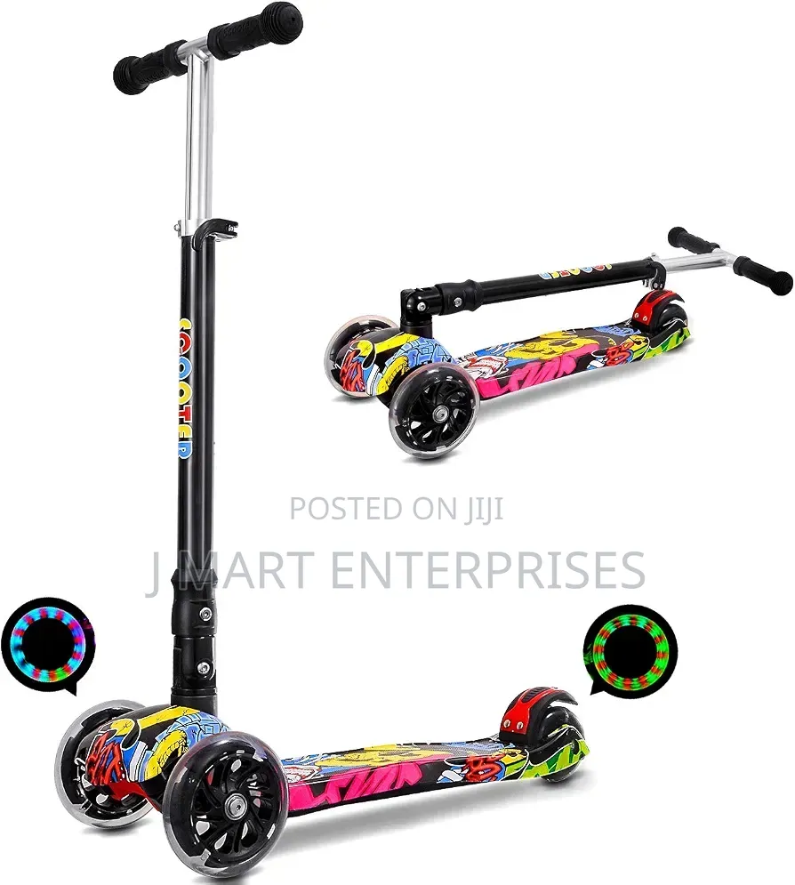 Folding Graffiti Scooter for Children From 3 to 12 Years, LED Wheels