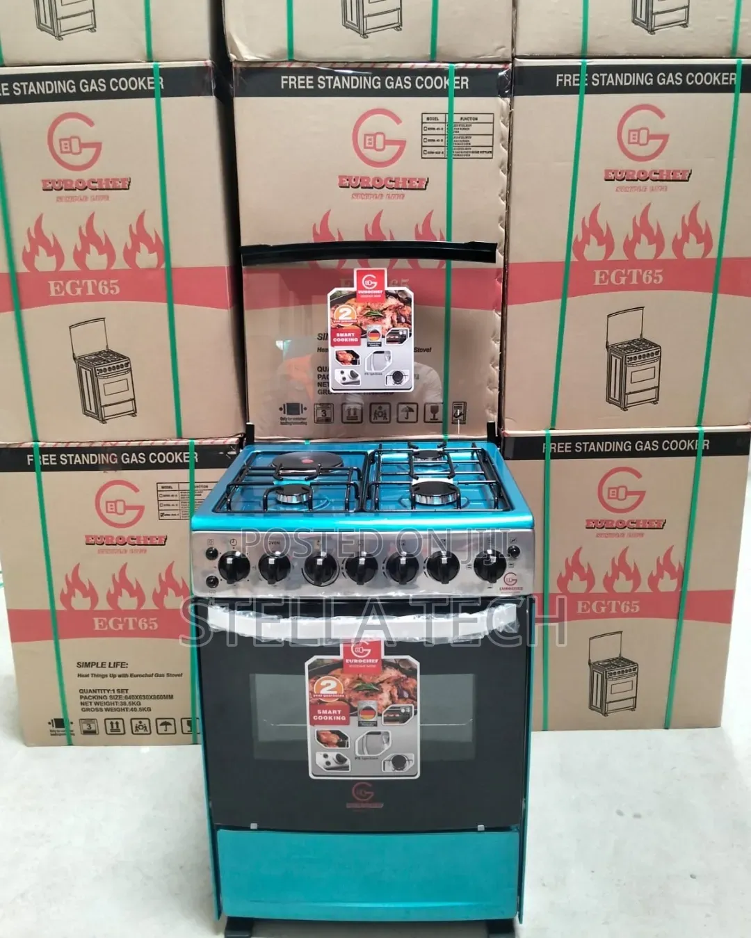 60*65 Eurochef Free Standing 3 Gas Burner +1 Electric Cooker