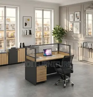 Office Workstation; One User MDF Brown Colored Station Desk