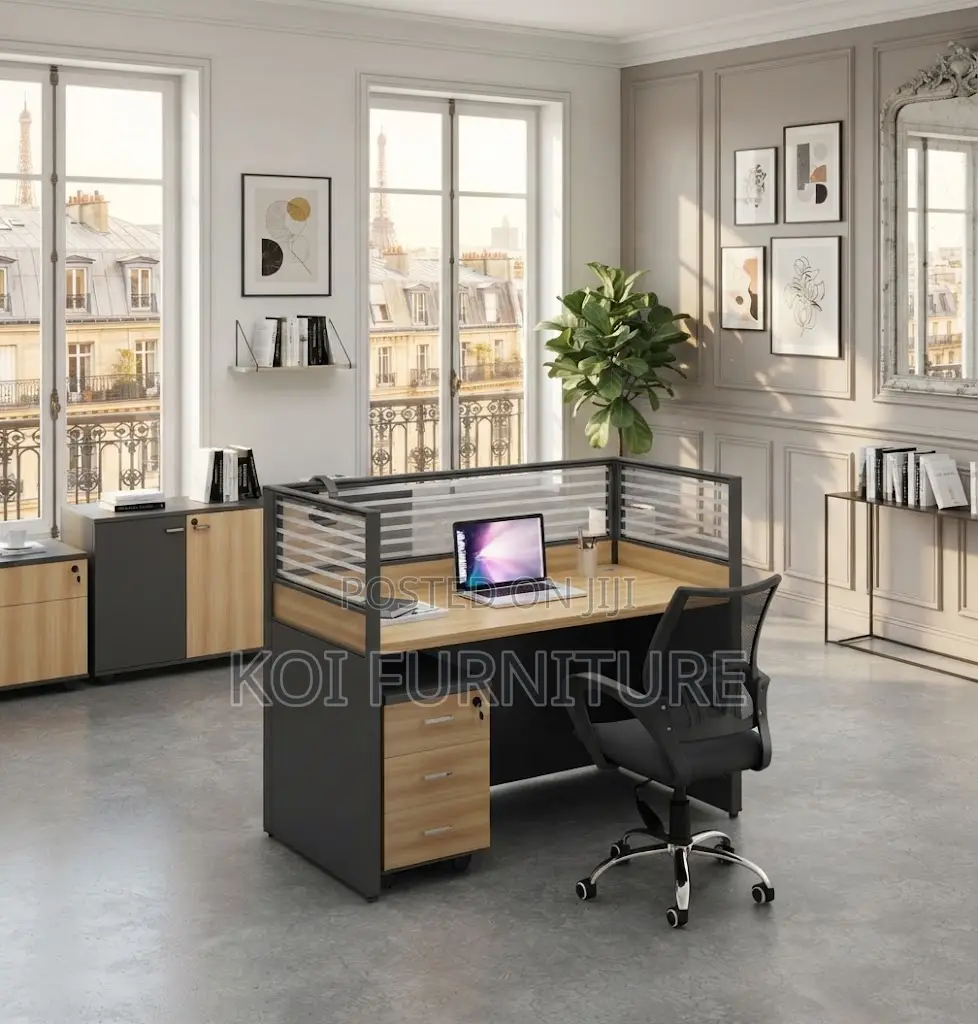 Office Workstation; One User MDF Brown Colored Station Desk