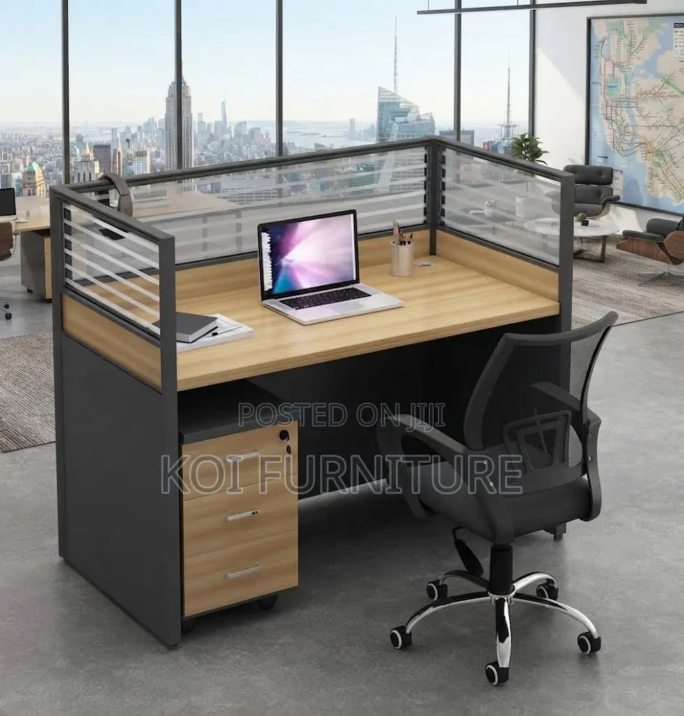 Office Workstation; One User MDF Brown Colored Station Desk