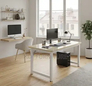 Office Desk; 1.2 Meter Brown Ergonomic Metallic Sturdy PC Desk