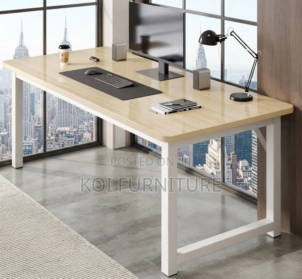 Office Desk; 1.2 Meter Brown Ergonomic Metallic Sturdy PC Desk