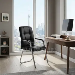 Office Chairs; Armed Supportive Visitors Leather Office Chair