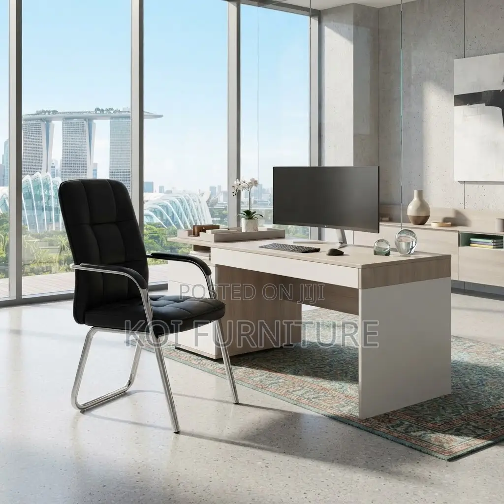 Office Chairs; Armed Supportive Visitors Leather Office Chair