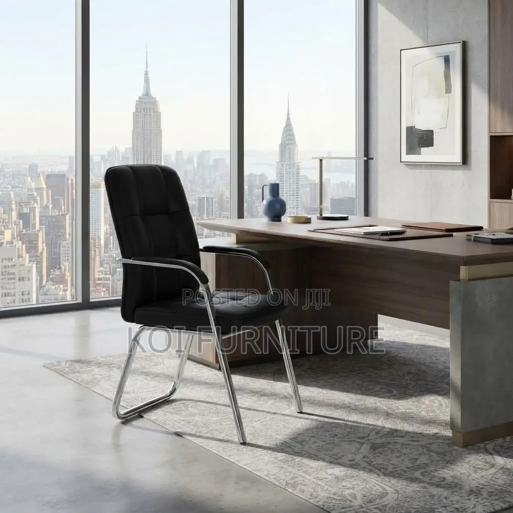 Office Chairs; Armed Supportive Visitors Leather Office Chair