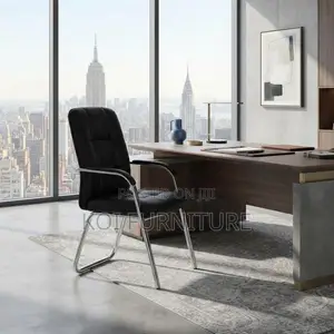 Office Chairs; Armed Supportive Visitors Leather Office Chair