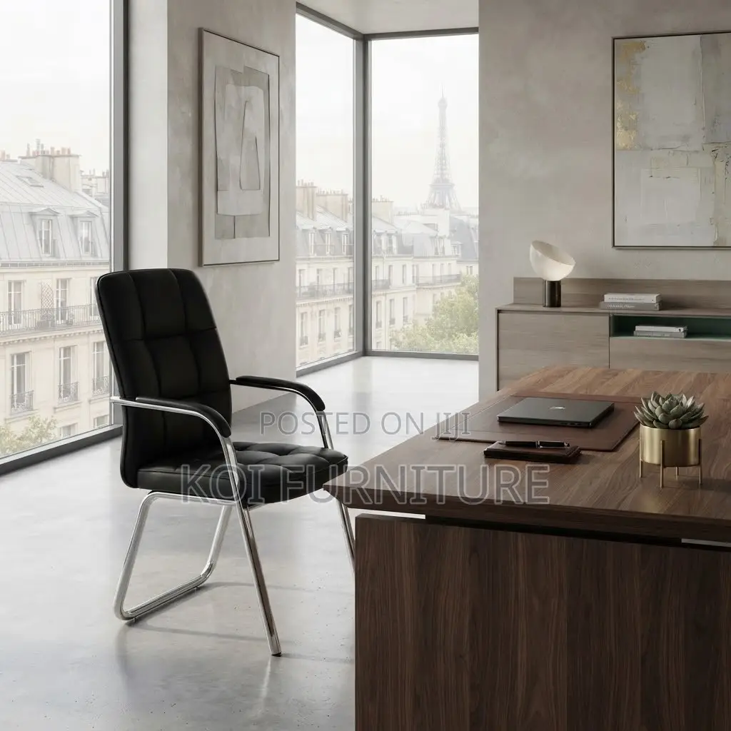 Office Chairs; Armed Supportive Visitors Leather Office Chair