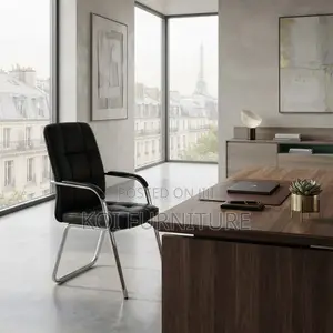 Office Chairs; Armed Supportive Visitors Leather Office Chair