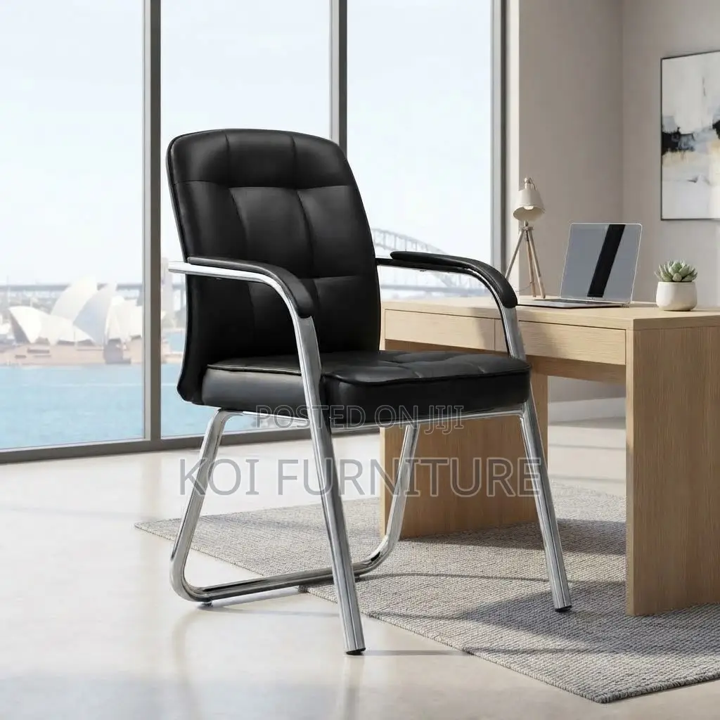 Office Chairs; Armed Supportive Visitors Leather Office Chair