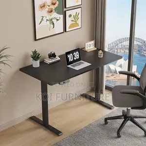Office Desk; Monitored 1200mm Black Electric Long Height Standing Desk