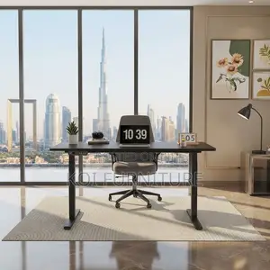 Office Desk; Monitored 1200mm Black Electric Long Height Standing Desk