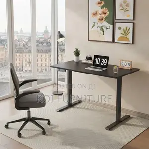 Office Desk; Monitored 1200mm Black Electric Long Height Standing Desk