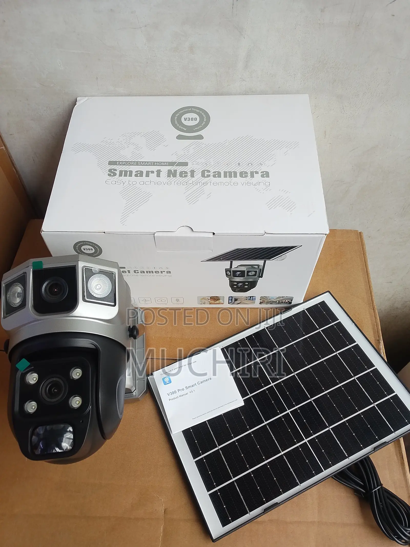 V380 4g Dual Lens Solar CCTV 360° Rotating, Solar Powered
