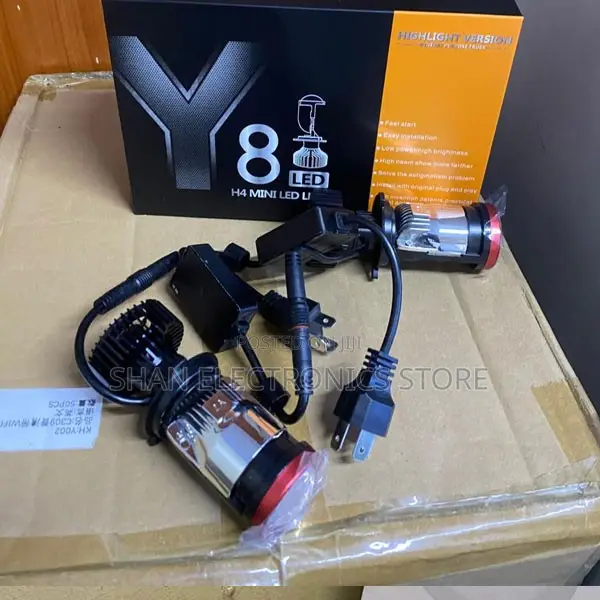 . H4 Y8 LED Headlight 22000LM Projector Bulb for Cars and Bikes