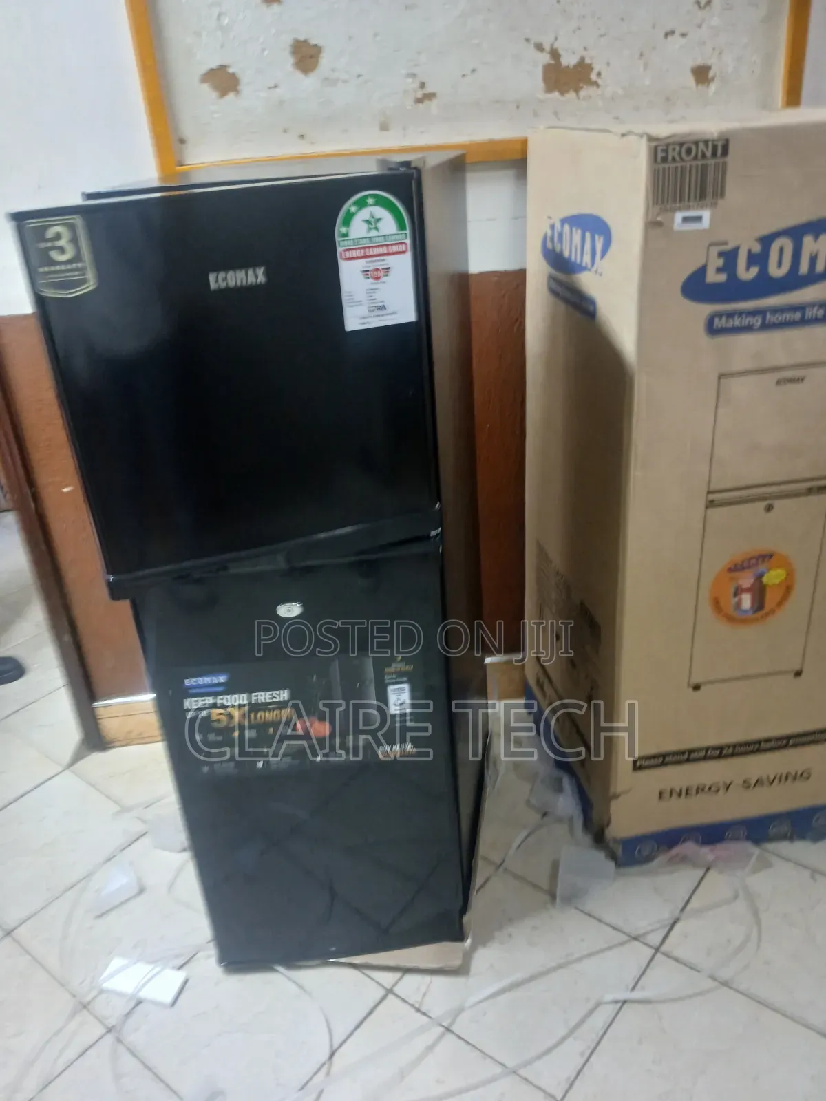 Ecomax 138L Double Door Refrigerator – Dark Silver