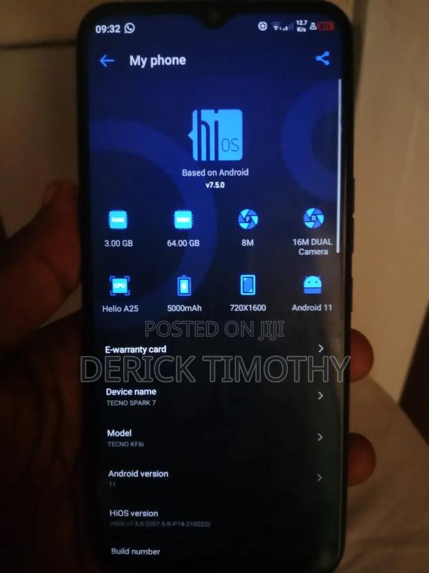 Tecno Spark 7 64 GB Black