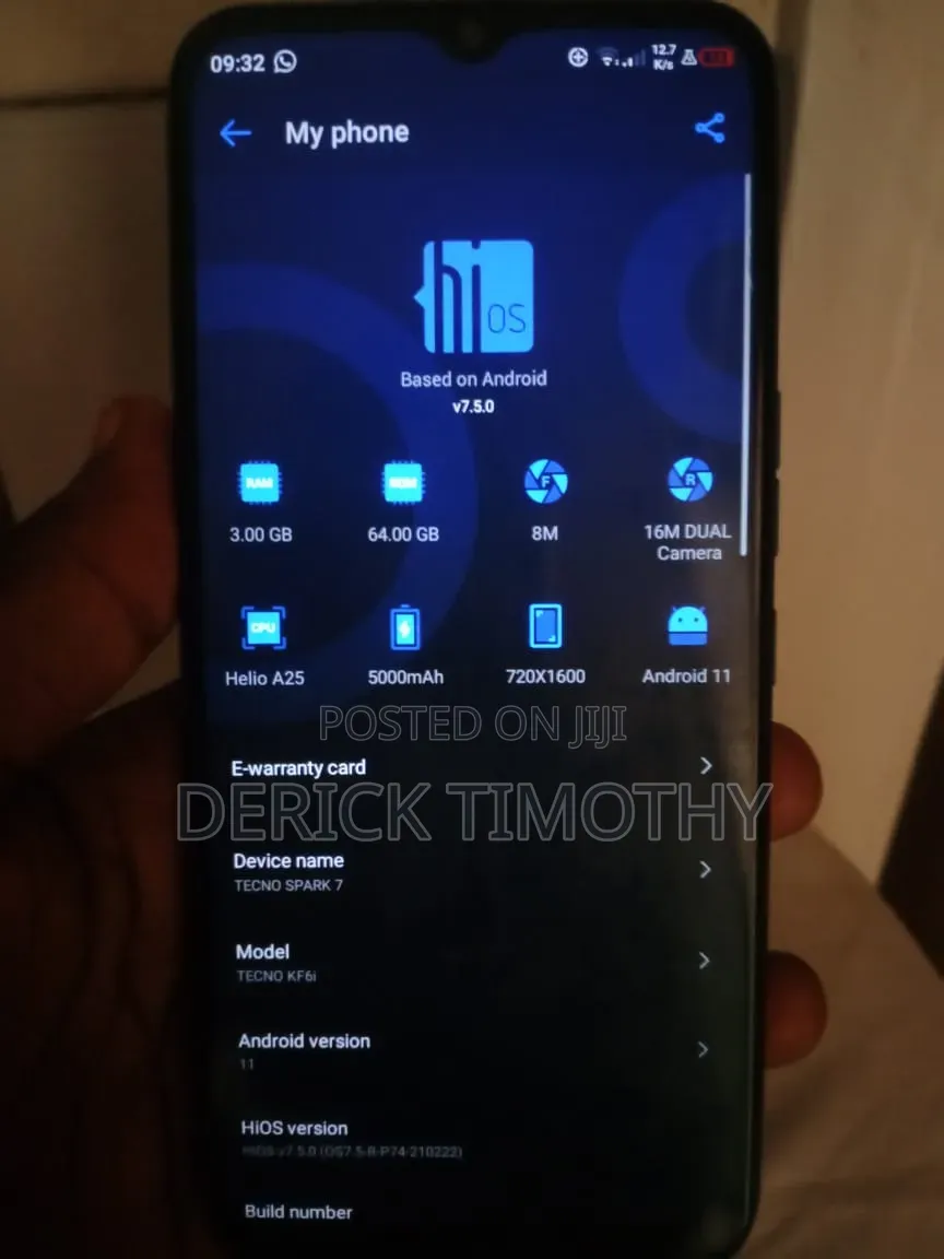 Tecno Spark 7 64 GB Black