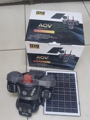 AOV 4G SIM Solar CCTV Camera – Triple Lens 360° View