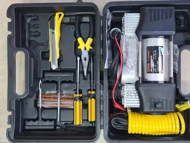 Heavy Duty 2 Cylinder Car Air Compressor With Tire Repair Kit