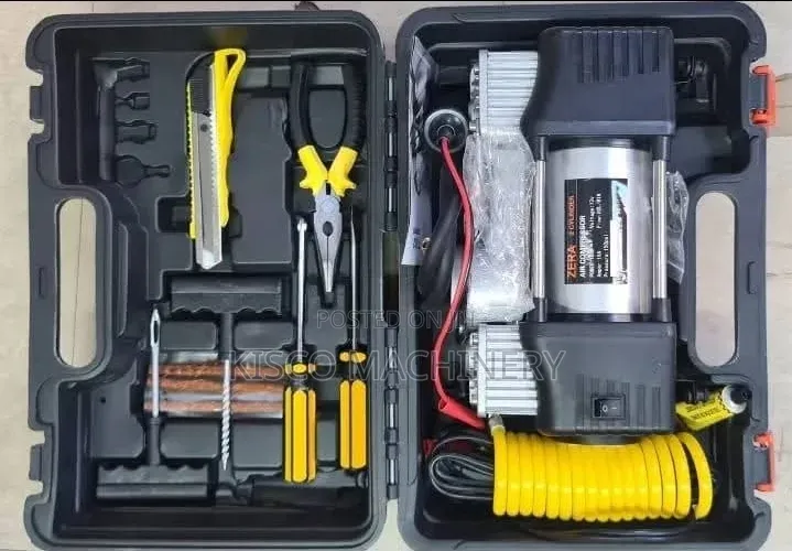 Heavy Duty 2 Cylinder Car Air Compressor With Tire Repair Kit