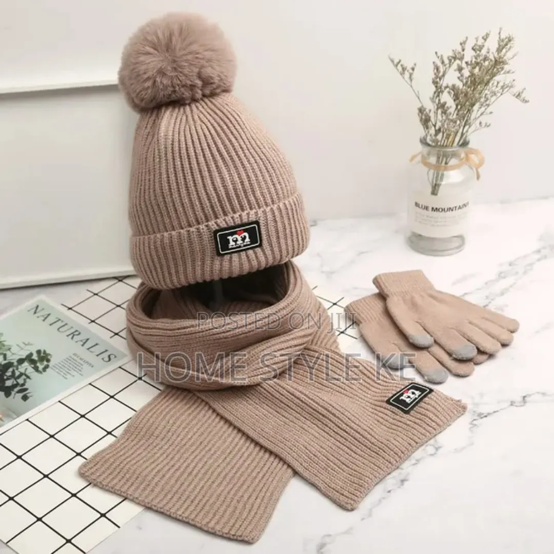 3 in 1 Winter Kids Beenie Hat,scarf Set and Gloves