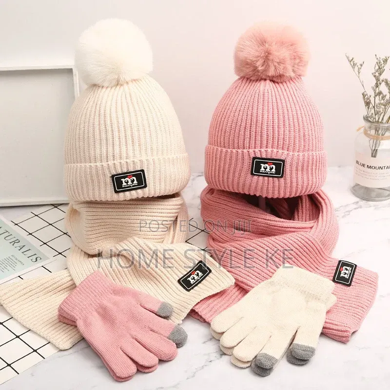3 in 1 Winter Kids Beenie Hat,scarf Set and Gloves