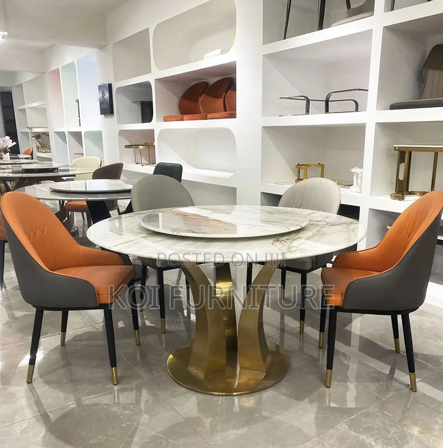 Dining Set; Luxury 6 Seater Round Dining Sets