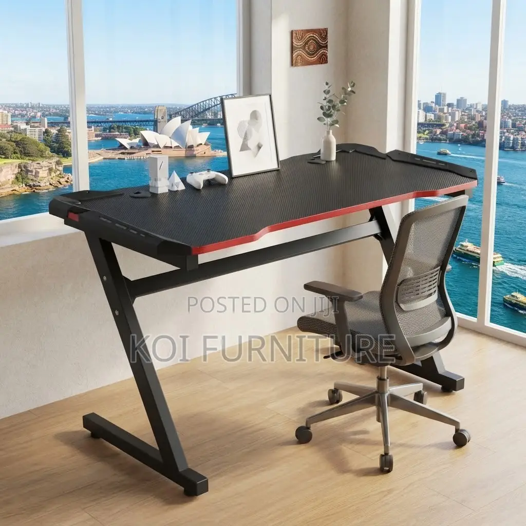 Office Desk; Black Office Home Gamers Entertaiment Desk